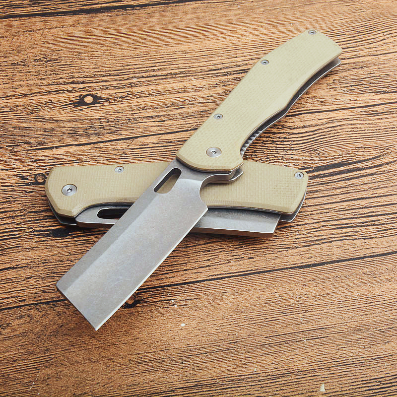 Couteau pliant de poche G3553 de qualité supérieure 8Cr13Mov Stone Wash Tanto Lame Sable G10 avec poignée en tôle d'acier inoxydable Couteaux pliants EDC de survie en plein air