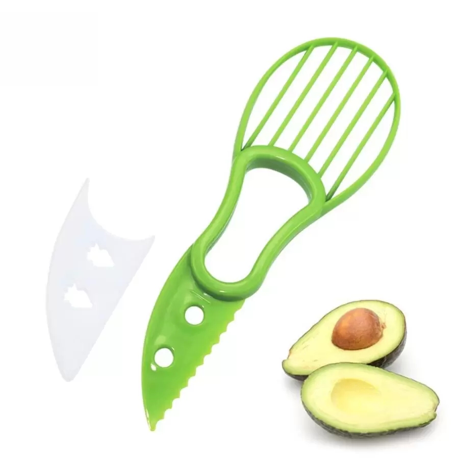 Obst-Werkzeuge, multifunktionaler 3-in-1-Avocadoschneider, Shea-Entkerner, Butterschäler, Obstschneider, Zellstofftrenner, Kunststoffmesser, Küchen- und Gemüsewerkzeuge