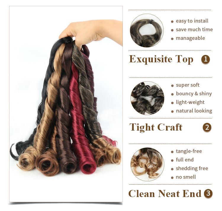 Pony Style Hair 24 Inch Kanekalon Loose Wave Spiral Curls Hair Attachment Spanish Extensions French Curl Braiding Hair