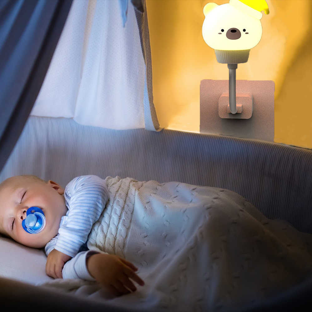 Luci notturne LED Cute Kids Night Light Decorazione USB Lampada da notte Telecomando Orso / Cat Decor Lights Kid Camera Cartoon Lampade da comodino P230331