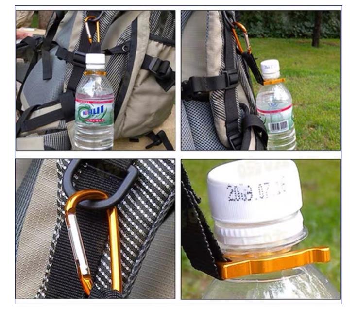 Trinkgefäße Griff Mode Kreative Metallband Karabinerhaken Wasserflasche Schnalle Halter Camping Karabinerhaken Clip-on SN4358