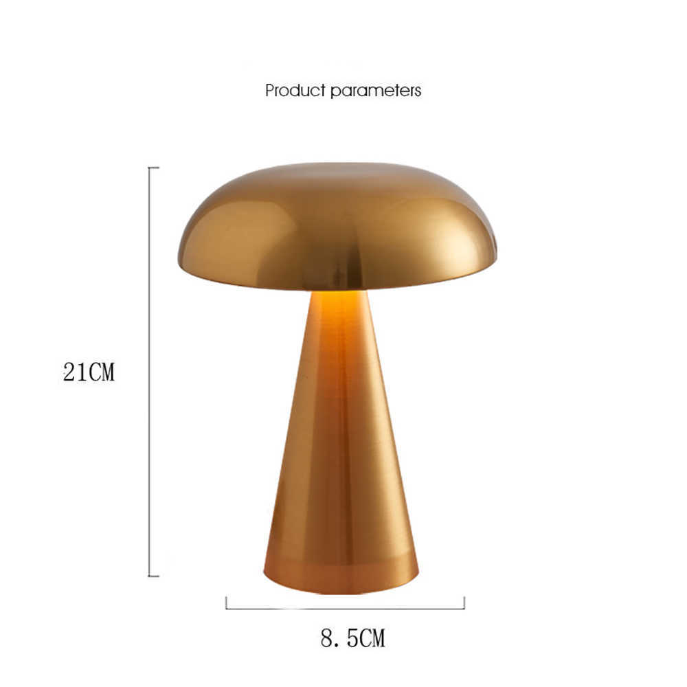 Veilleuses Nordic Touch LED lampe de Table en or pour Bar hôtel décoration de la maison champignon Rechargeable bureau LED veilleuses lampes de chevet P230331