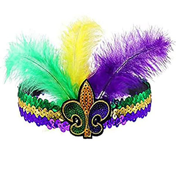 Mardi Gras Feather hoofdband, pailletten hoofdband voor New Orleans Masquerade Mask Party Faux Feather Fascinators Feather hoofdband Cocktail hoofddeksels