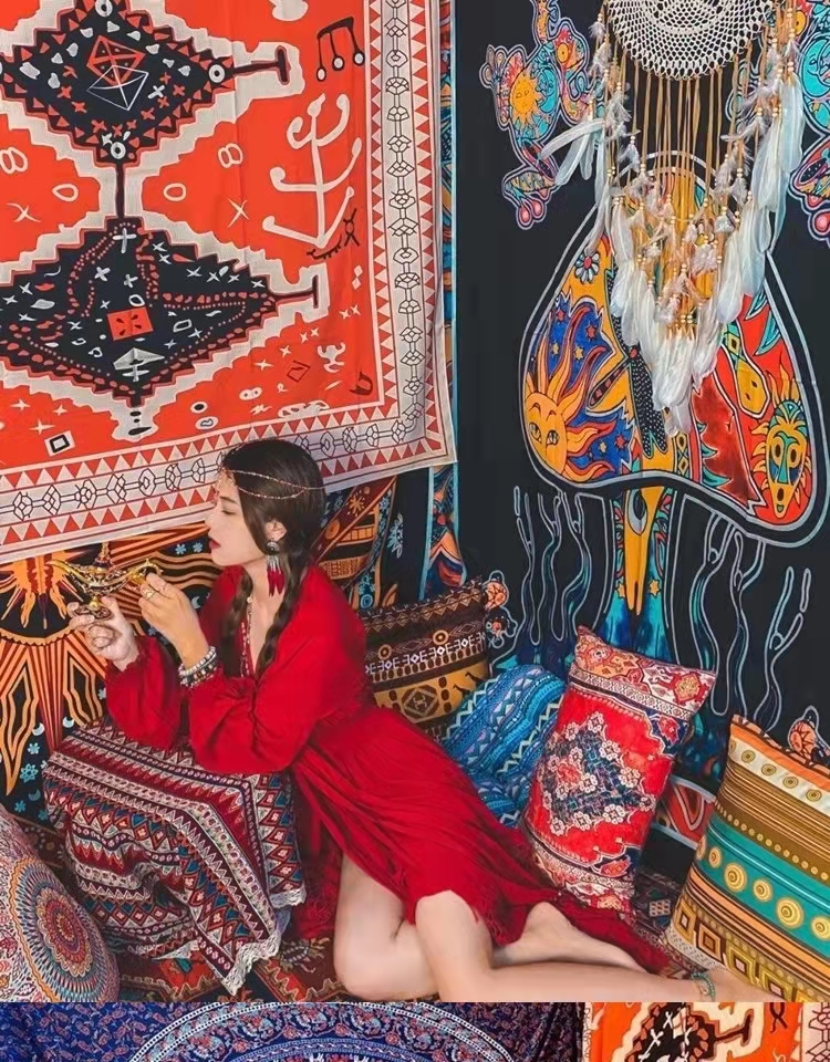 Nordic INS marokkanisch afrikanischer Totem ethnischer Stil hängender Stoffteppich multifunktionaler dekorativer Stoffhintergrund StoffanpassungKunst