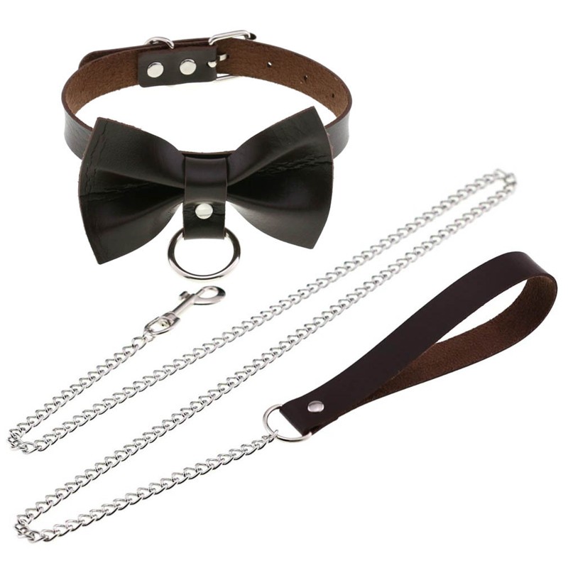 Sexy Harajuku PU Leder Kette Halskette für Frauen Männer Paar Geschenk Punk Bowknot Choker Halskette Körperkette Schmuck