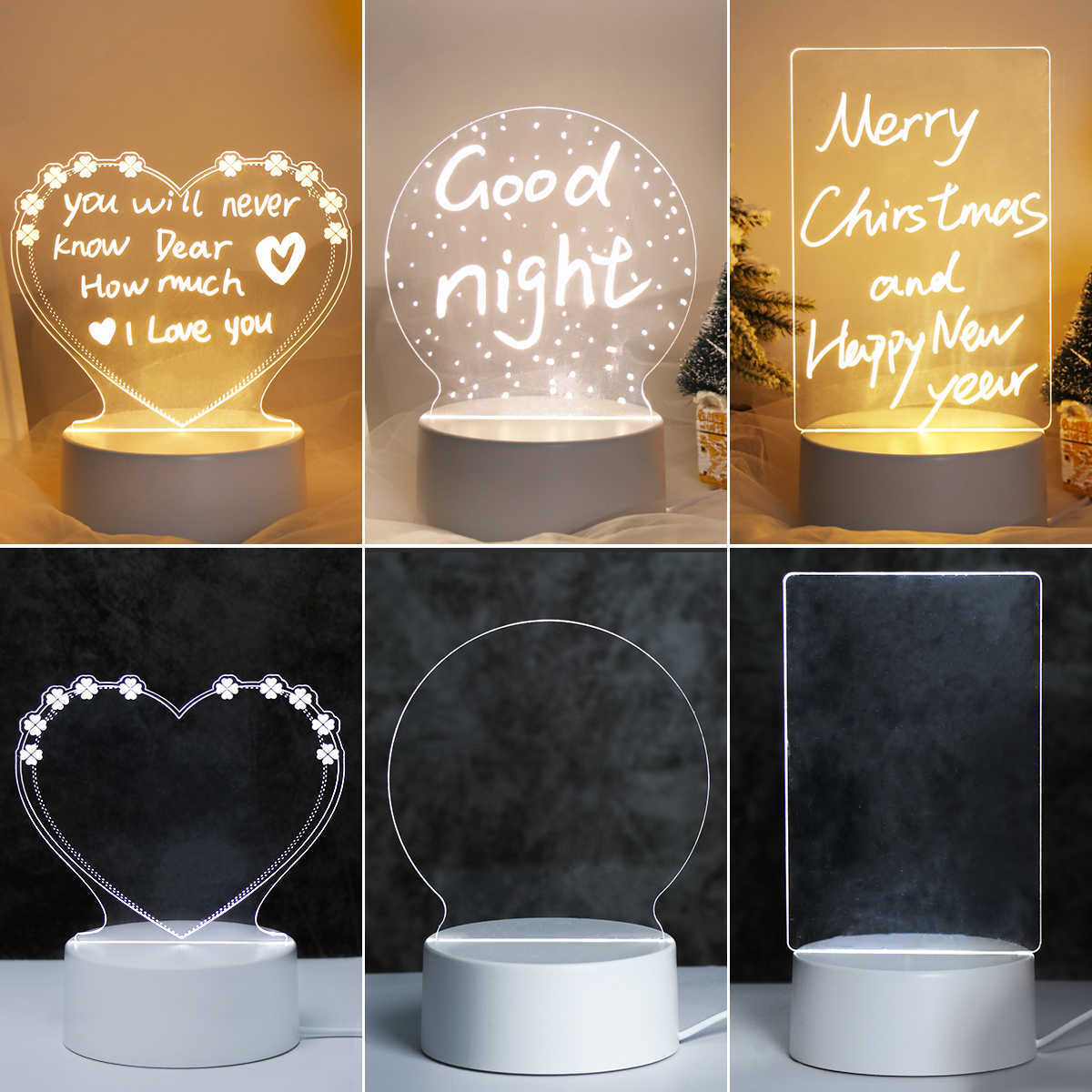 Veilleuses Note Board Veilleuse DIY Creative Led USB Message Lumière De Vacances Avec Stylo Cadeau Pour Enfants Petite Amie Décoration De La Maison Veilleuse P230331