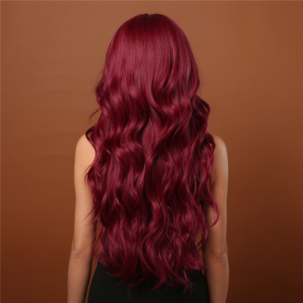 WAVY VINHO LONGO VINHO RED SINTÉTICA WIGS NATURANTE WAGS AFRO COM FORMA PARA FRANÇA PARA MULHERES NEGRAS COSPLAY FIBRAFFAFFATAFFATA FIBRA FIBRA FIGH