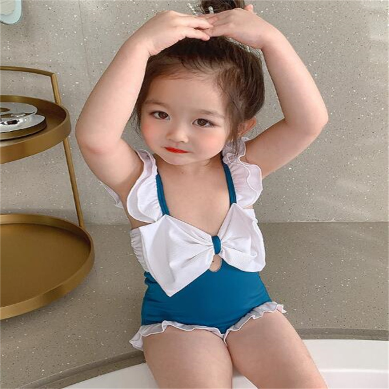 Moda Bambini Ragazze Costumi da bagno interi Bambino bambino Carino Bikini senza maniche Costume da bagno bowknot Chidren Beachwear Tuta Costumi da bagno