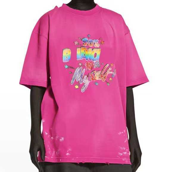 2023 Nuova maglietta da donna di alta qualità Camicia Distinguere la versione corretta del mercato T-shirt con maniche colorate con stampa familiare Unisex OS T-shirt casual allentata