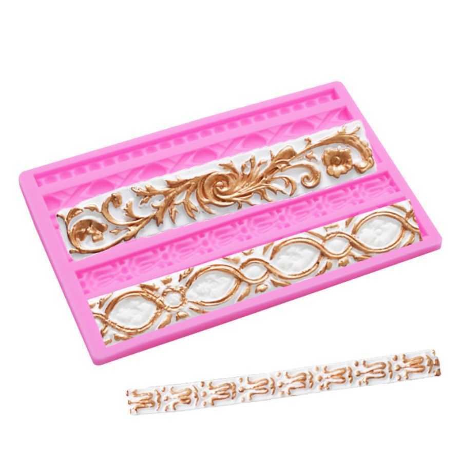 New Cake Border Silicone Mold DIY Cake Baking Decoration Braided Rope Pearl Strip Fondant Cake Decoration Mold T095