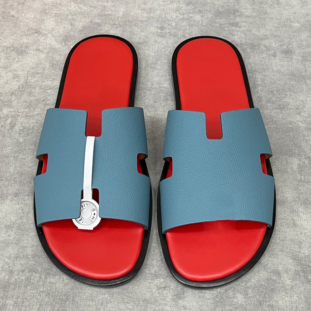 Lyxdesigner mode män sandaler tofflor flip flops casual strandskor läder material hög kvalitetssäkring med låda