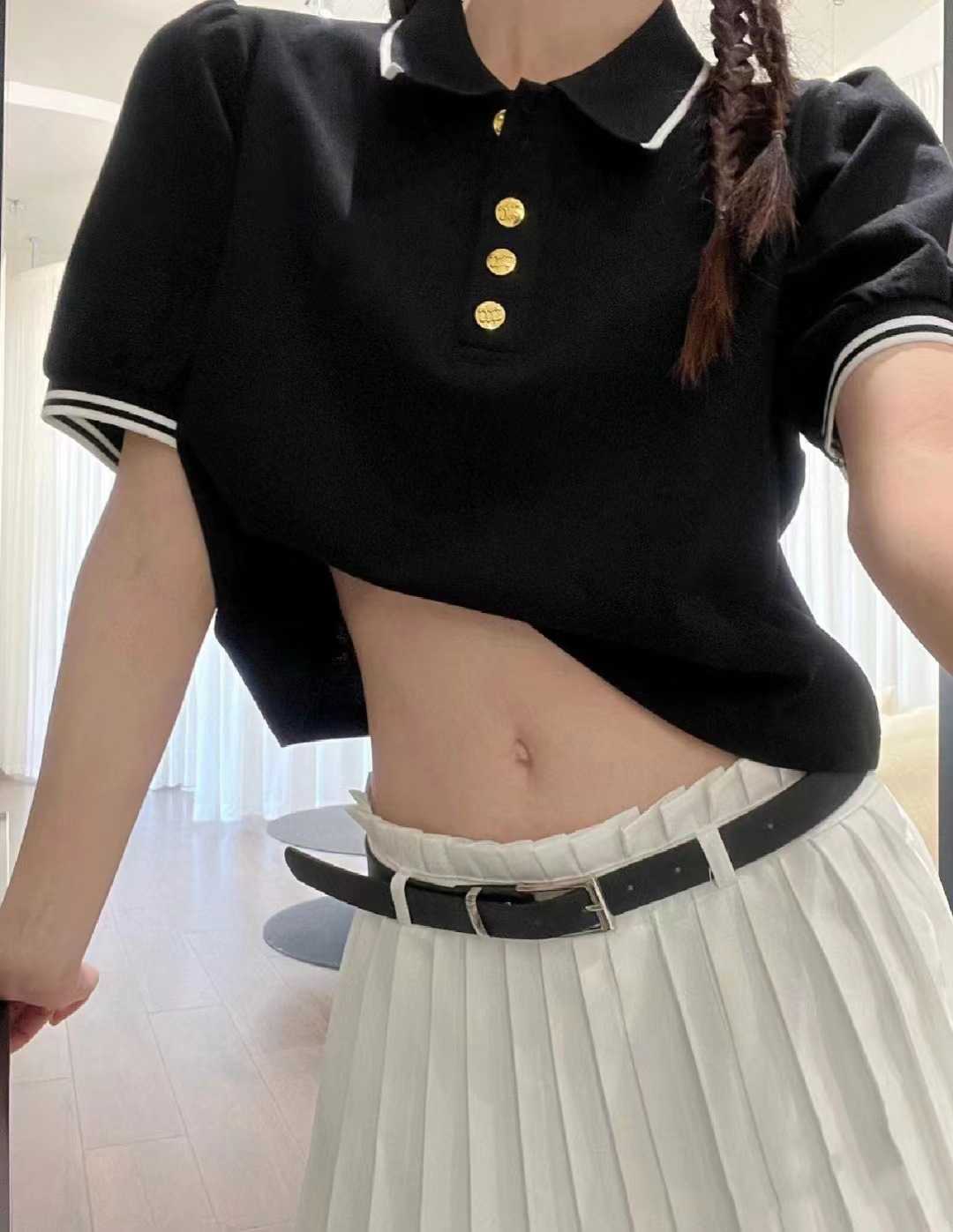 Luxury Designer women t shirt High Edition Spring/Summer Letter Embroidery POLO Shirt Bubble Sleeve