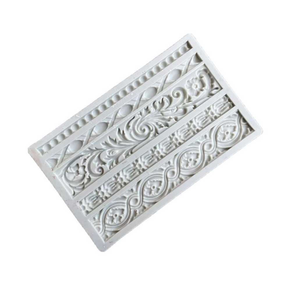 New Cake Border Silicone Mold DIY Cake Baking Decoration Braided Rope Pearl Strip Fondant Cake Decoration Mold T095