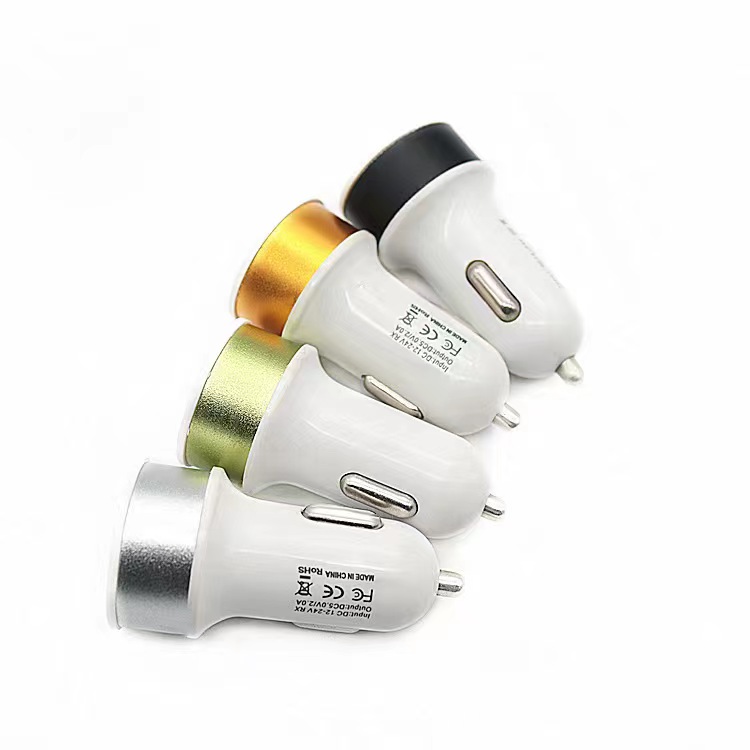 2Ports Dual USB Metal Car Charger 2.1A Mini USB Car USB Charger Adapter for iPhone Samsung s22 Xiaomi