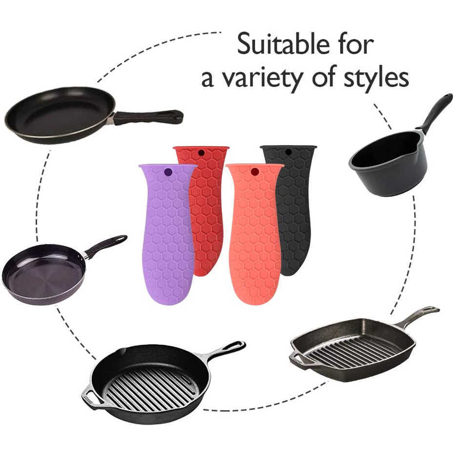 New Silicone Hot Handle Holder Heat Resistant Potholder Cookware Handle Cast Iron Skillets Handles Grip Covers Kitchen Gadgets