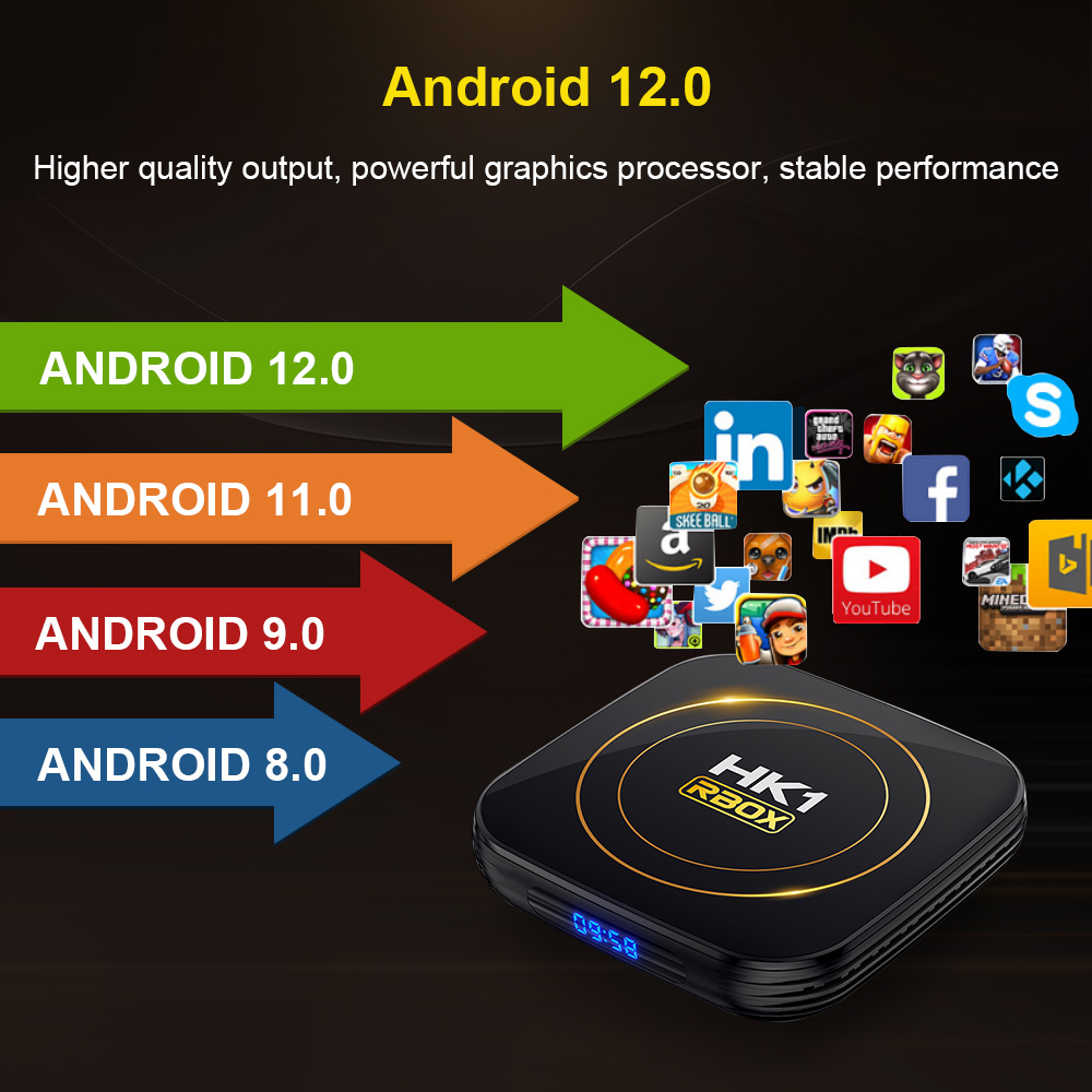 HK1 RBOX H8S Android 12 tv box allwinner h618 4GB 64GB 32GB 2GB16GB lettore multimediale 2.4G 5G Wifi BT4.0 100M 6K PK MXQ PRO X96 MINI