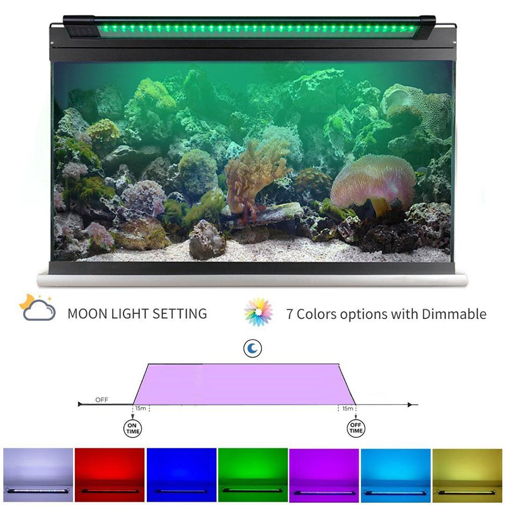 Belysningar Ny LED Full Spectrum Aquarium Light with Aluminium Alloy Shell Extendable Braents Extern Controller för sötvattenfiskbehållare