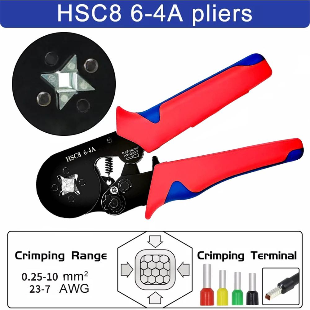 Tournevis Outils de sertissage de bornes tubulaires Pince à sertir HSC8 64A 0,2510 mm² 66A 0,256,0 mm² Outil à main Mini Kit de fixation de virole de fil