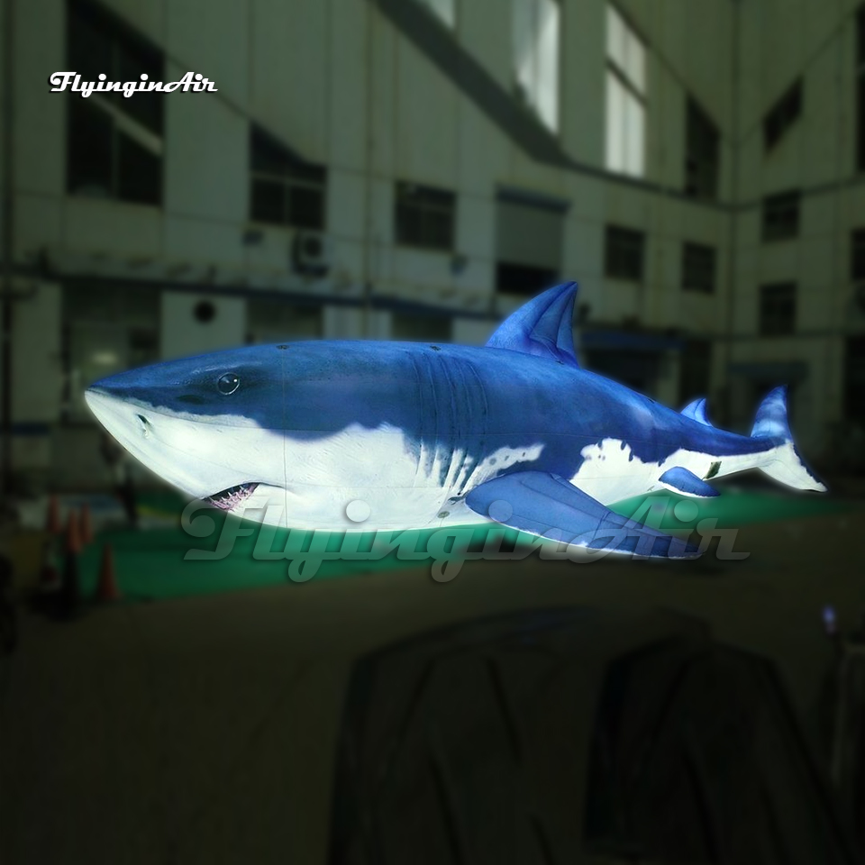 10m Amazing Large Fish Blue Inflatable Shark Carnivorous Sea Animal Balloon For Park Decoration