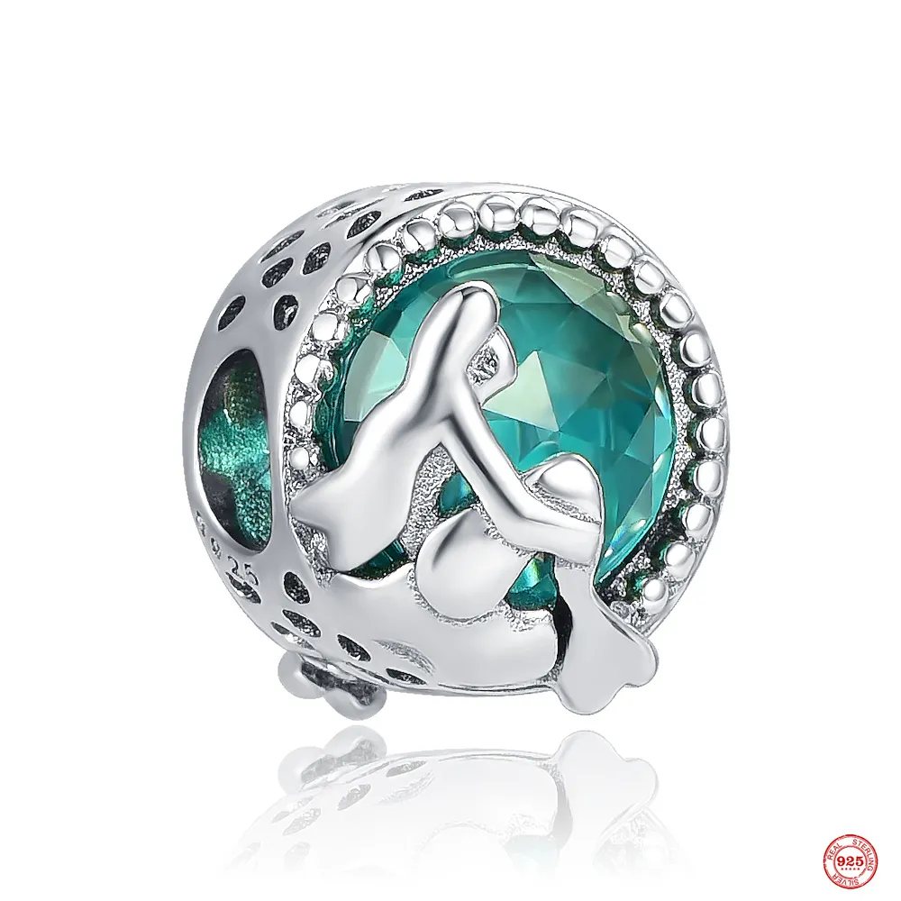925 Silver Fit Pandora Charm 925 Bracelet Gift Mermaid Starfish Scallops Ocean Love charms set Pendant DIY Fine Beads Jewelry
