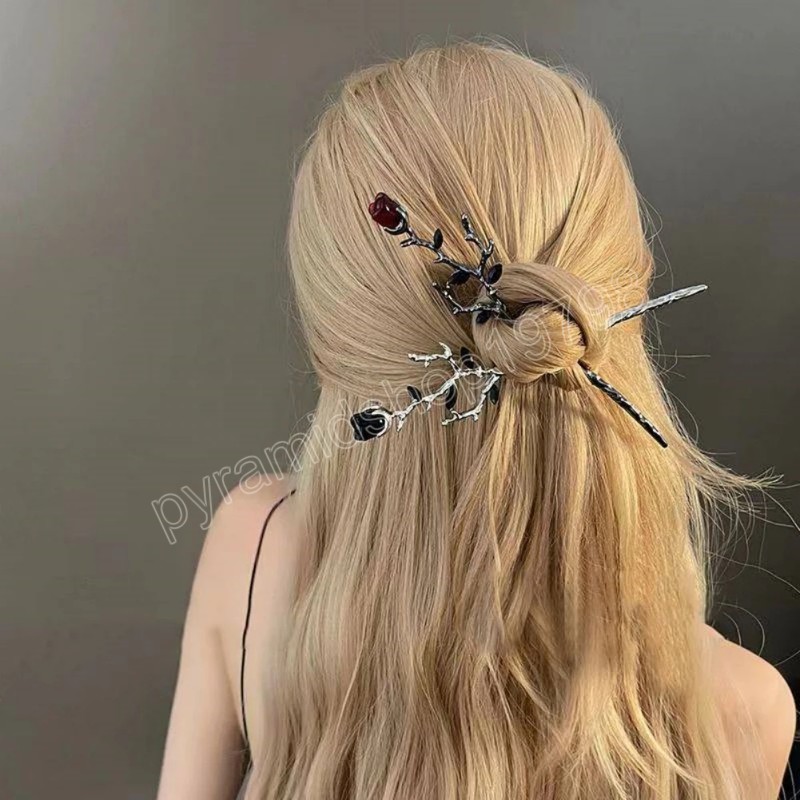 Vintage Chinese Style Hairpins Hair Stick Women Metal Flower Hair Fork Hair Chopsticks Woman Girls Jewelry Accessories