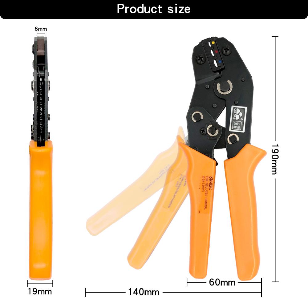 Tang Hand Crimping Tools SN02C Pliers 0.252.5mm2 /Box Insulation Terminal RV/SV/MDD/FDD/BV Cable Lugs Mini Wire Crimp Set