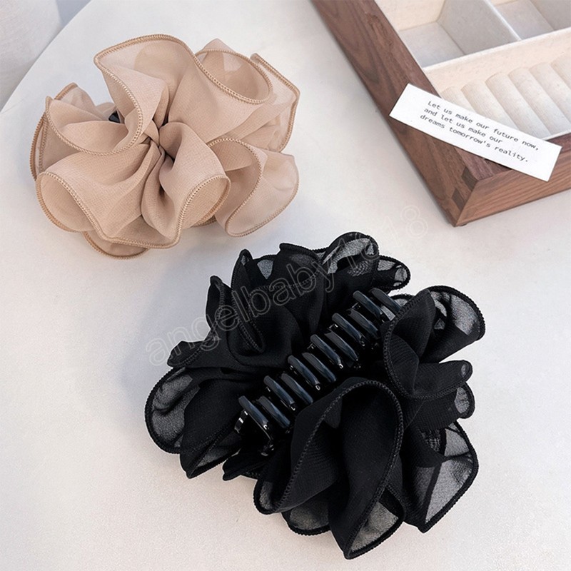 Thick Large Hair Clip Women Vintage Korean Flower Ponytail Clip Hair Crab Barrette Hair Accessories For Girls Women