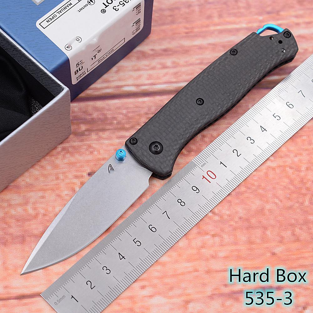 Messen Hard Box Mark S90V Blad 5353 Kolfiberhandtag Foldficka Ficköverlevnad EDC Tool Kitchen Camping Hunt Utility Outdoor Knife