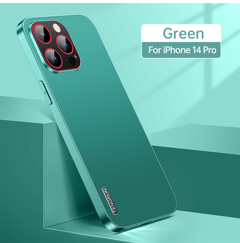 Matte Metal Vogue Phone Case for iPhone 14 13 12 Pro Max Durable Slim Anti-skid Full Protective Soft Bumper Solid Color Back Cover with Camera Lens Protection