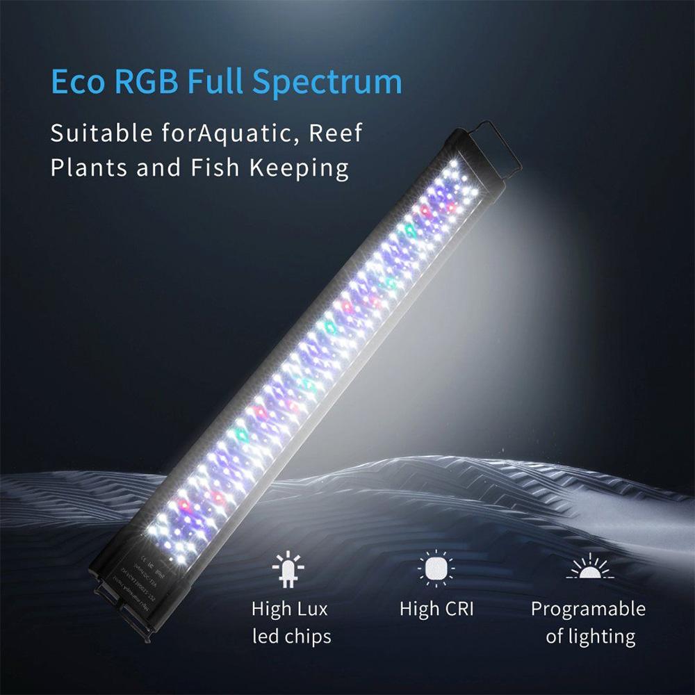 Belysningar Ny LED Full Spectrum Aquarium Light with Aluminium Alloy Shell Extendable Braents Extern Controller för sötvattenfiskbehållare
