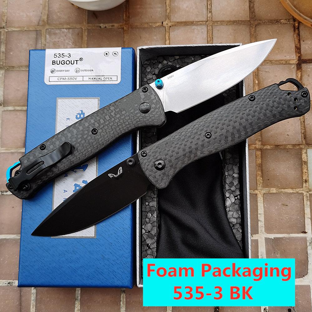 Messen Hard Box Mark S90V Blad 5353 Kolfiberhandtag Foldficka Ficköverlevnad EDC Tool Kitchen Camping Hunt Utility Outdoor Knife