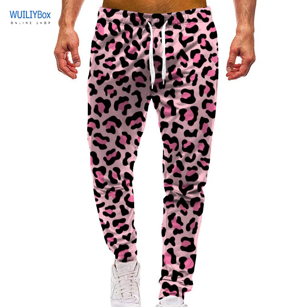 Byxor 3d mönster sport rosa leopard tryck byxor casual mönster grafiska byxor män/kvinnliga vener tröjor med dragstring