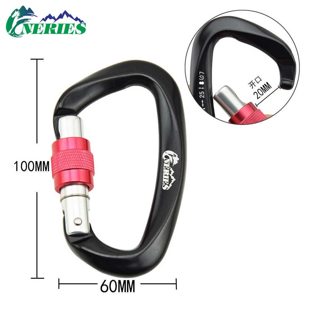 carabiners 25kn تسلق احترافي carabiner d شكل متسلق الجبال الصخور قفل السلامة السلامة في الهواء الطلق معدات التسلق الإكسسوارات p230420