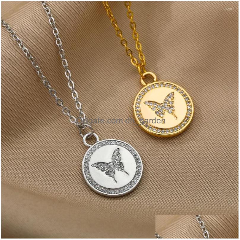 chains animal spider bee butterfly necklaces for women men harajuku stainless steel neck chain zircon geometry pendant necklace