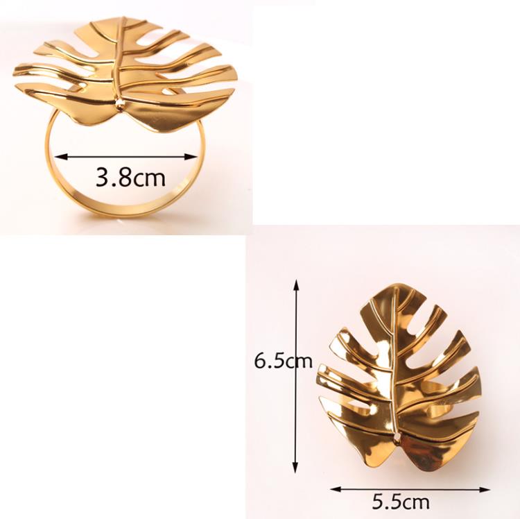 Monstera Shaped Napkin Rings Metal Napkin Holders For Dinners Party Hotel Wedding Table Decoration Supplies Napkin Buckle SN5232