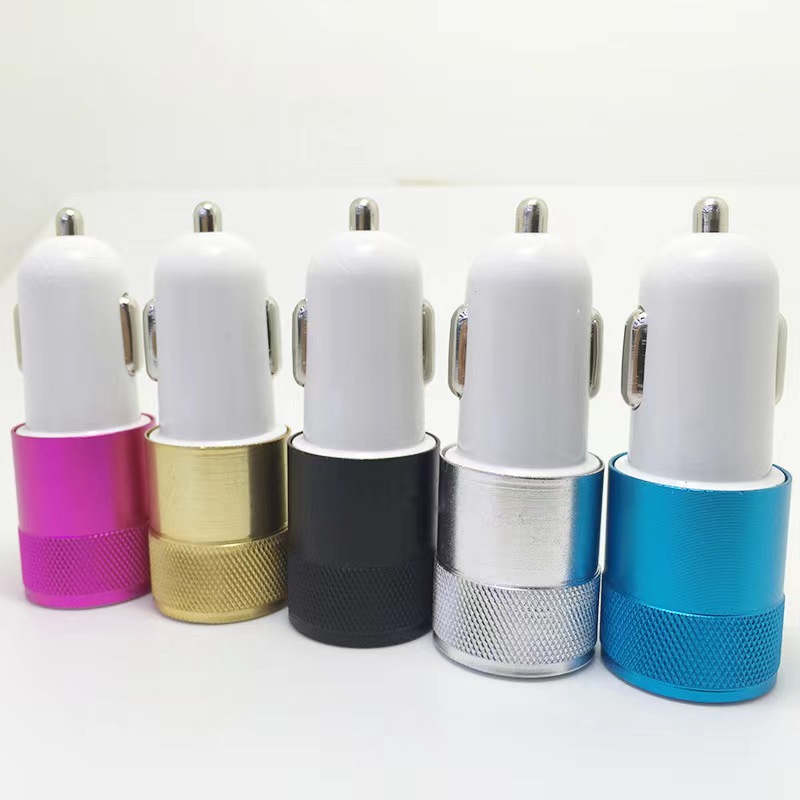 Metal Dual USB Car Charger 2.1 A Charging Power Adapter 2 Ports Car Phone Chargers For iPhone Samsung Xiaomi LG mp3