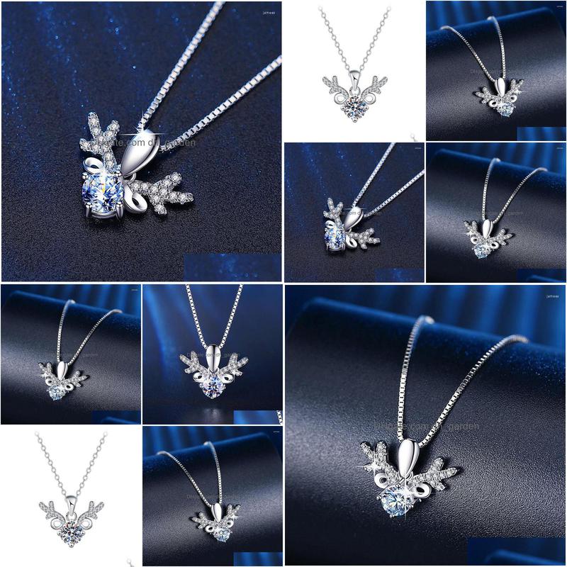 chains christmas one deer with you pendant simple small moissanite necklace versatile couple jewelry