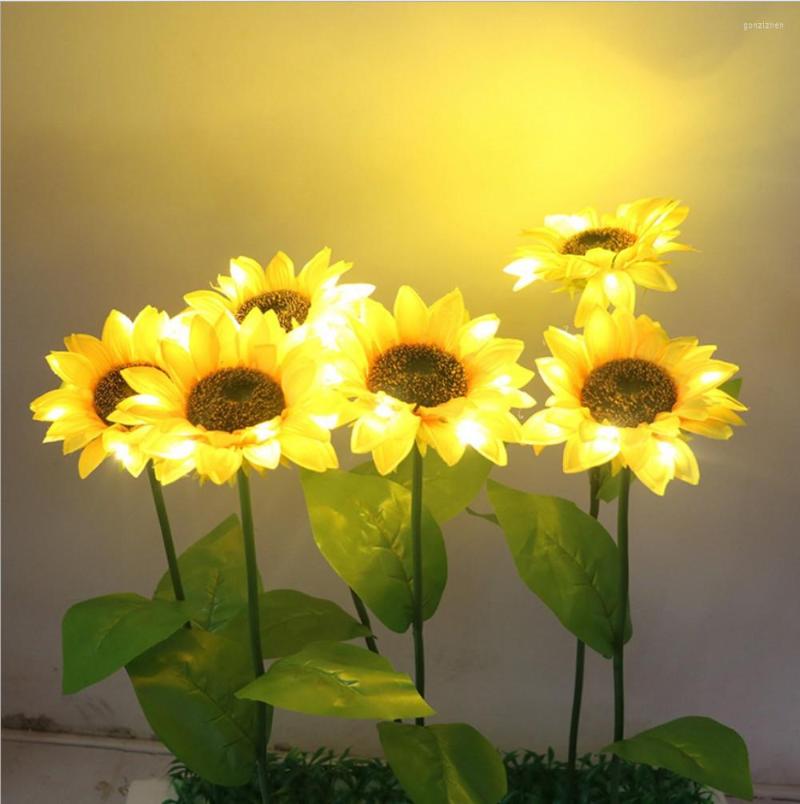 Decorative Flowers Solar Powered Sunflower Light Waterproof Outdoor Flower Garden For Landscape Lawn Path Lighting Decoration