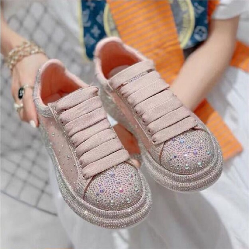 Nuove donne di primavera sneaker di moda strass Shine Solle Sports Scarpe le scarpe da scuola giovani Sneaker Piattaforma di cristallo Sneakers 43 D2H43