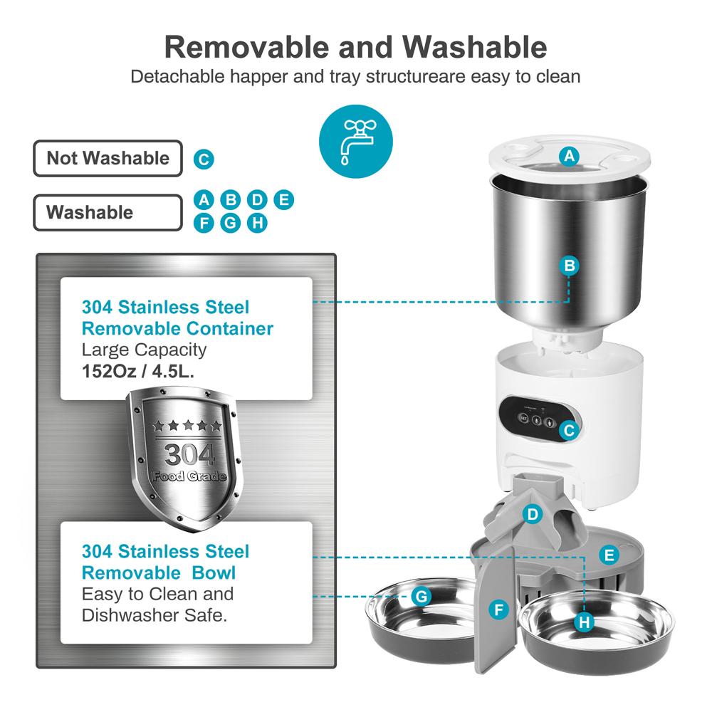 Matning av Tuya Smart App Pet Feeder Cat and Dog Food Automatisk dispenser som är lämplig för små och medelstora katter och hundfoderfoder