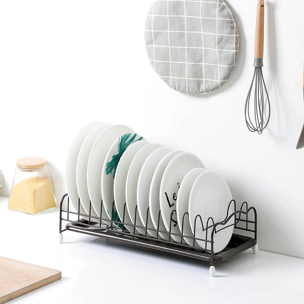 Organization Iron Kitchen Dish Drying Rack Holder with Tray Tableware Storage Shelf Plate Dish Rack Drainer Cabinet kitchen Organizer