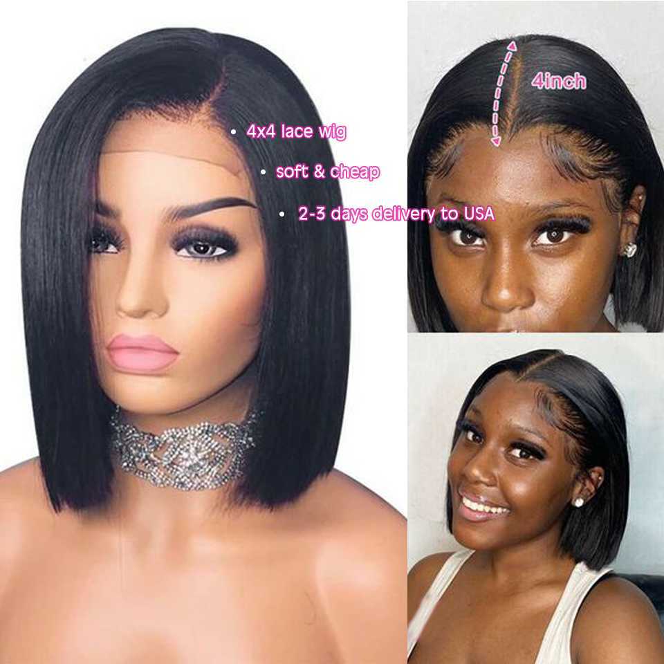 Synthetische Perücken Kurzer Bob Echthaar Perücken Brasilianische 13x4 Glueless Straight Lace Front für Frauen Transparente Perücke mit vorgezupftem Knochen 230227