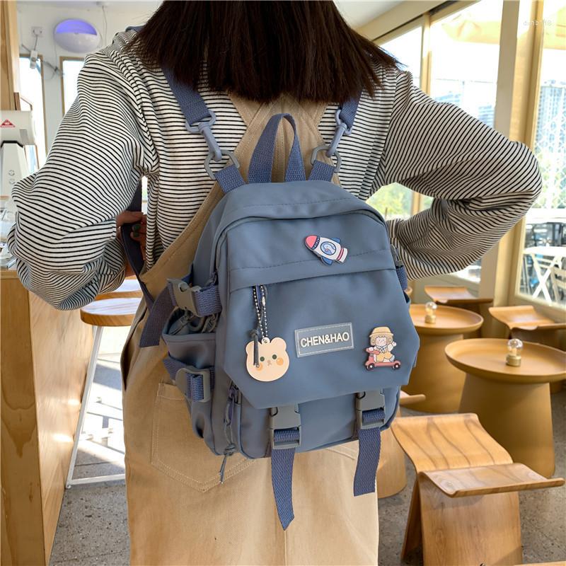 Школьные сумки 2023 Корейский стиль холст маленький мини -рюкзак для женщин модные туристические перевозки сумки для девиц Теннаж