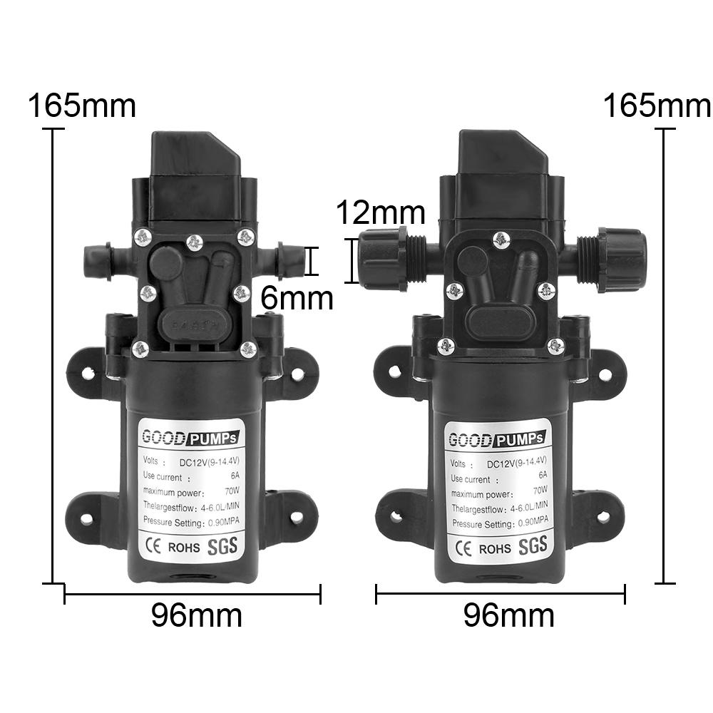 Zubehör Mikromembran-Wasserpumpe DC 12V 70W Hochdruck 130PSI 6L/Min Automatischer Schalter Elektrische selbstansaugende Pumpe