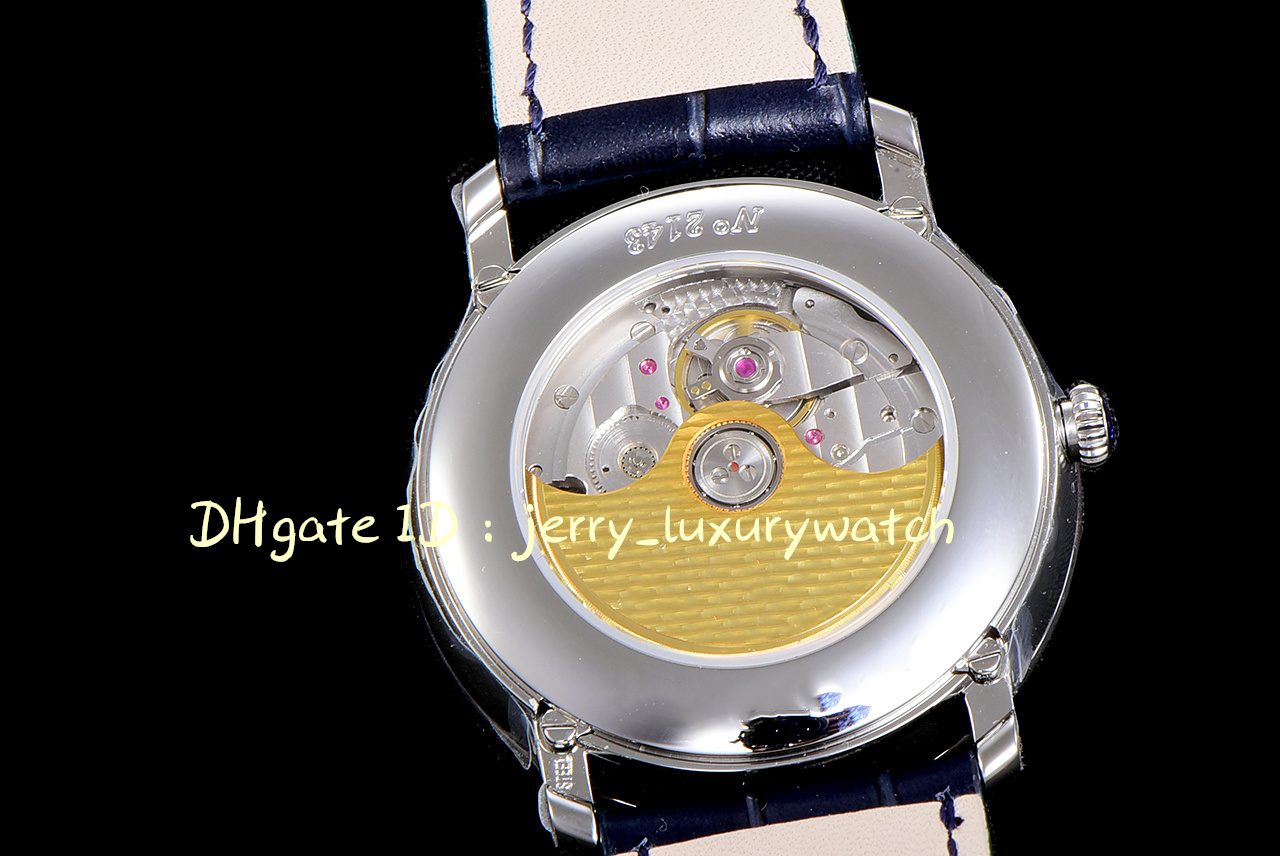 OM 6654 VILLERET Orologio da uomo di lusso con calendario perpetuo Cal.6654 Movimento meccanico automatico con cassa in acciaio pregiato 316L da 40 mm.argento blu