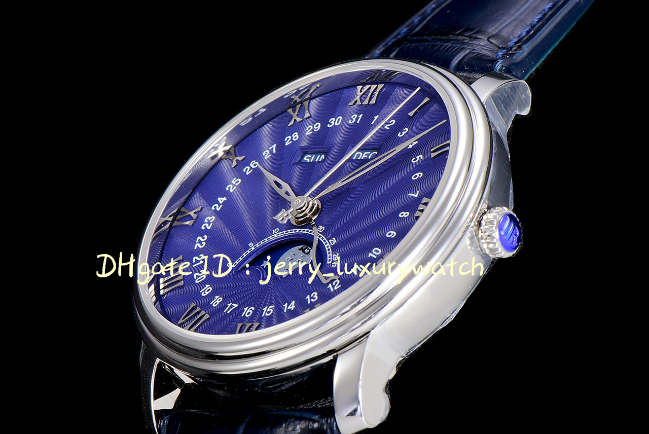 OM 6654 Villeret Perpetual Calendar Luxury herenhorloge Cal.6654 Automatische mechanische beweging met 316L Fijne stalen behuizing 40mm.silver blauw