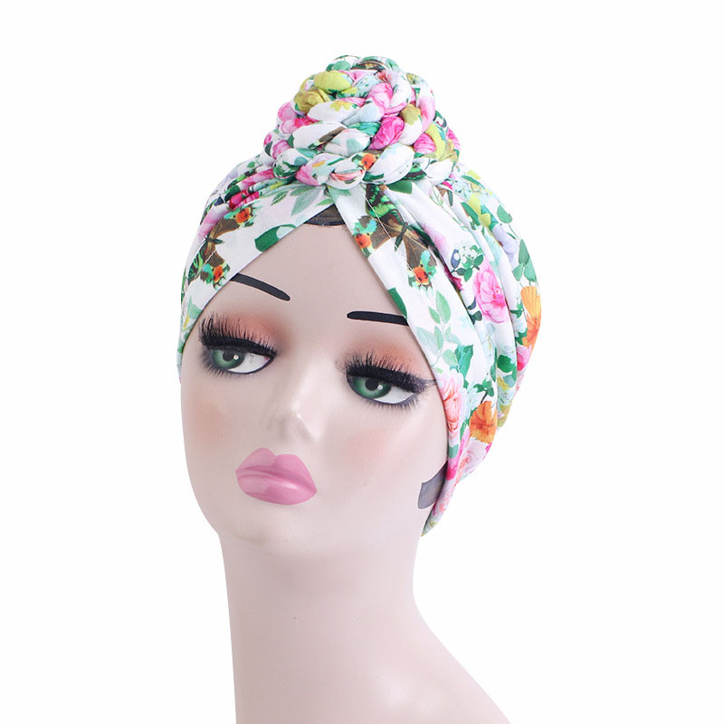 Nieuwe Indiase vrouwen gevlochten top knoop tulband moslim hijab hoofd scarf wrap stretch chemo cap bandanas haarverlies hoofddoek motorkap hoed