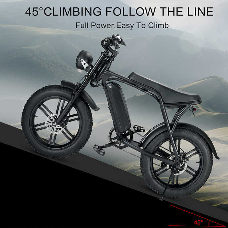 OUXIV8 1000W 750W Electric Bicycle 48V 15AH Mountain Bike 4.0 Fat Tire Snow Electric Bike Lithium Battery ebike 20inch Snow Bike