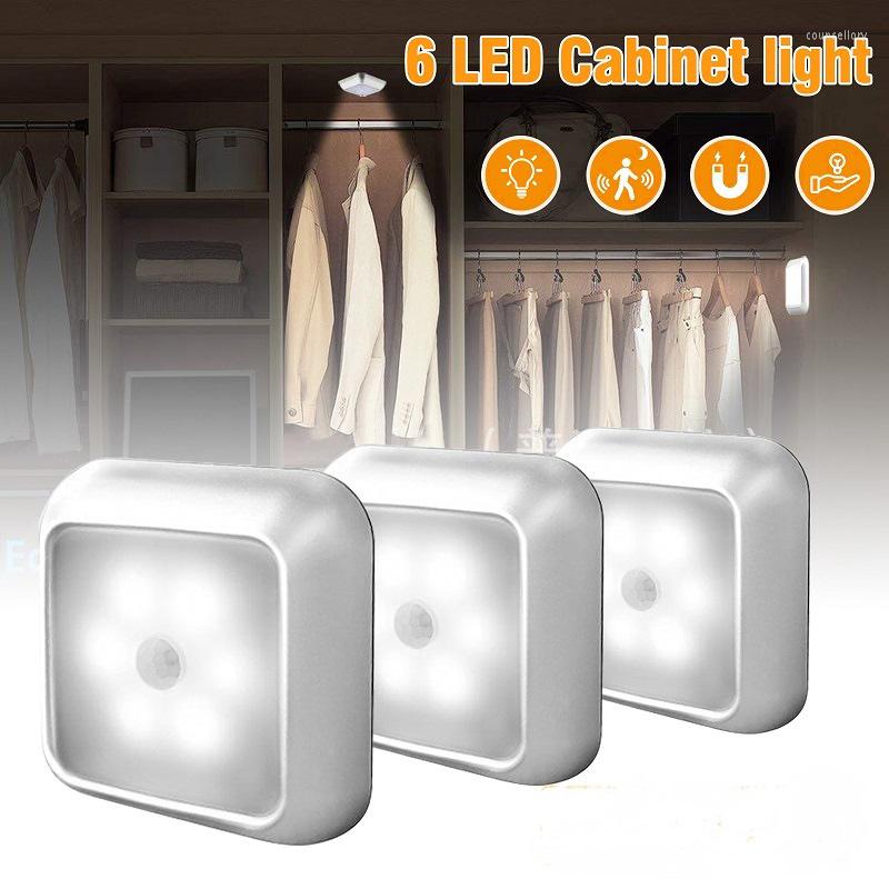 Lámparas de pared Sensor de movimiento LED Luz de noche Iluminación inalámbrica Batería Lámpara de dormitorio de escaleras alimentadas para el armario Armario de baño