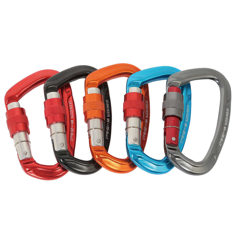 CARABINERS 25KN Professional Climbing Carabiner D Shape Aviation Aluminium Safety Lock Outdoor Climbing Ascend Mountaineering Equipment Tool P230420